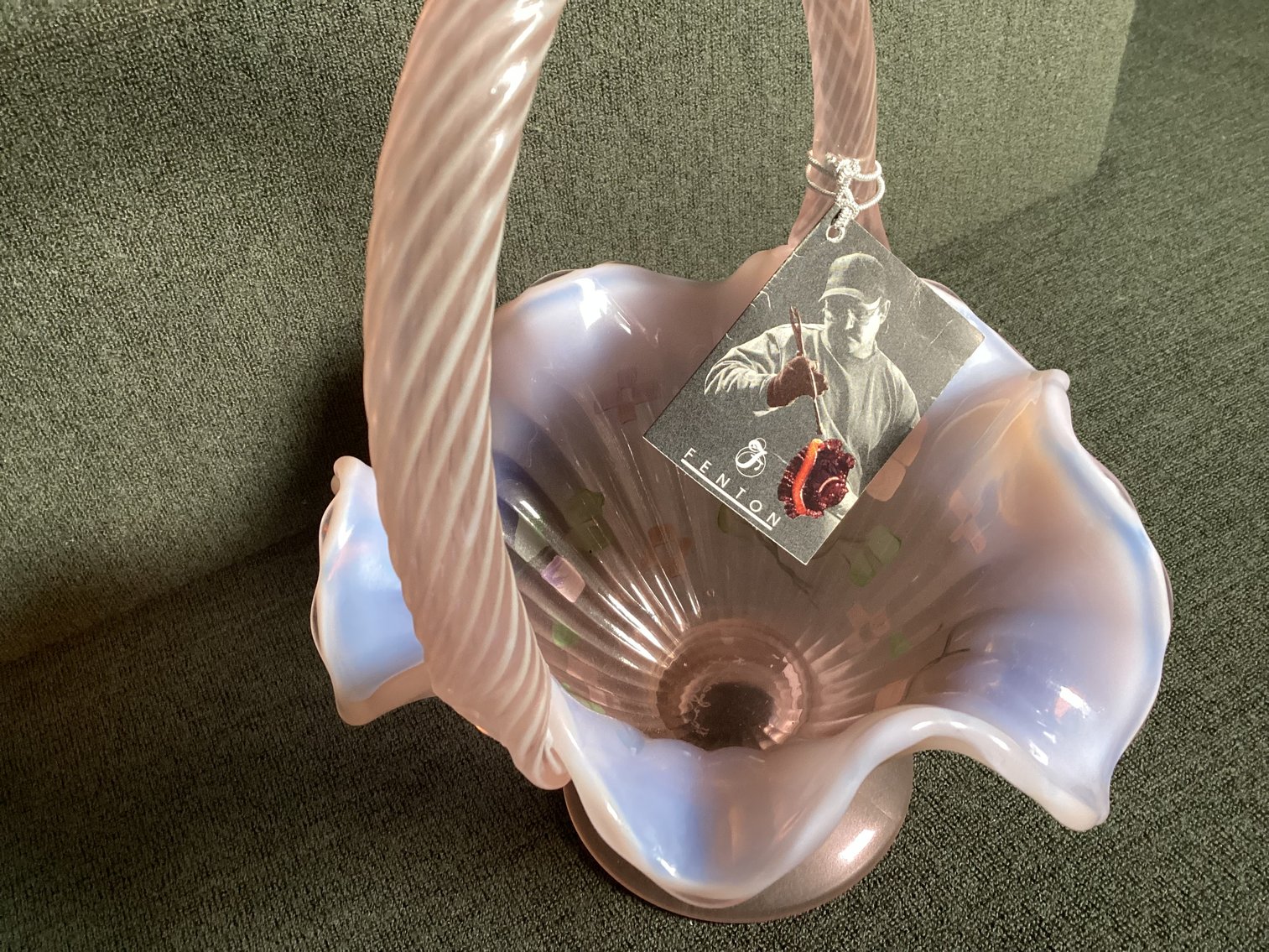 Image for Fenton Pink Opalescent Basket