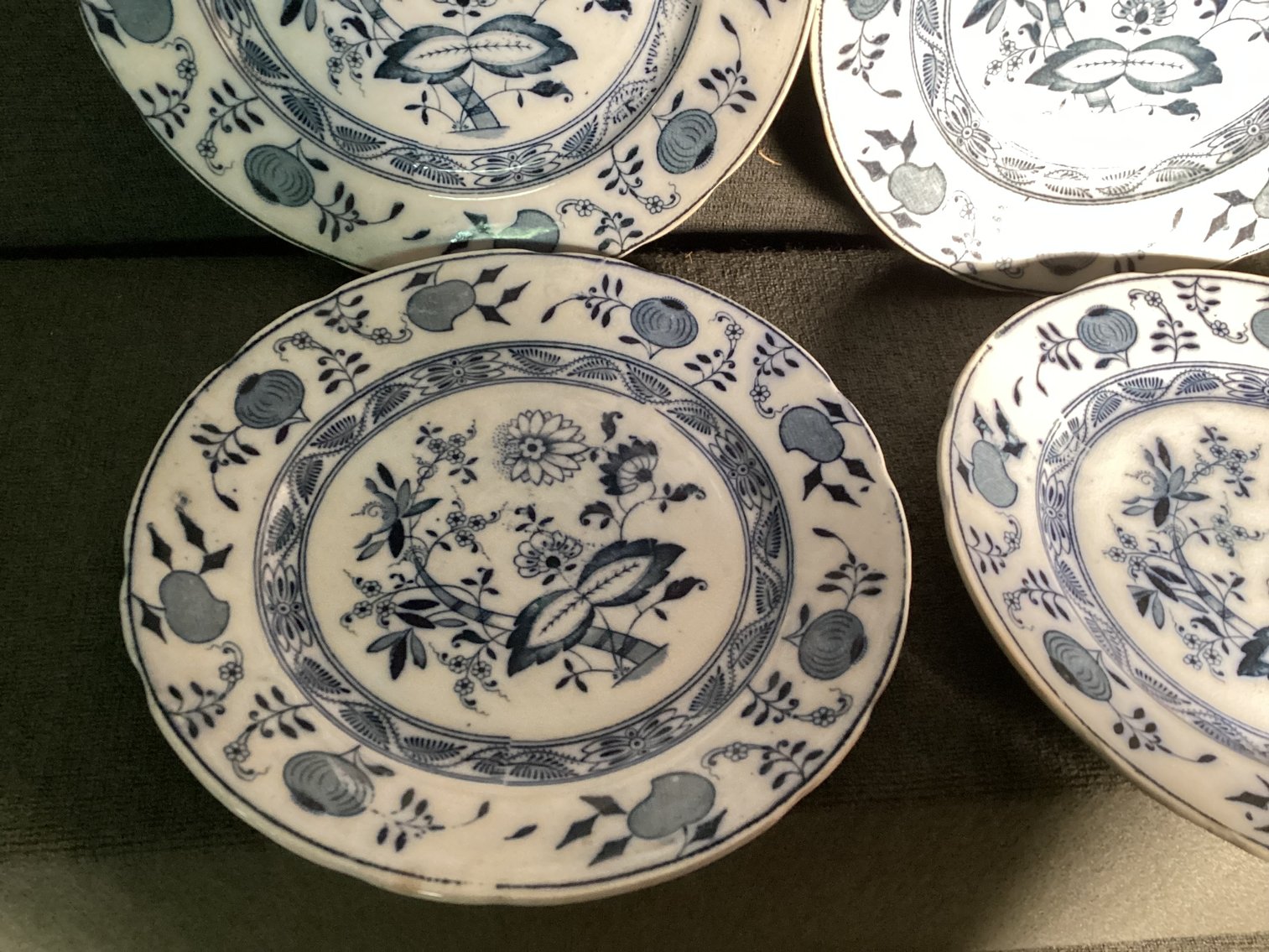 Image for Staffordshire England Blue Onion Plates
