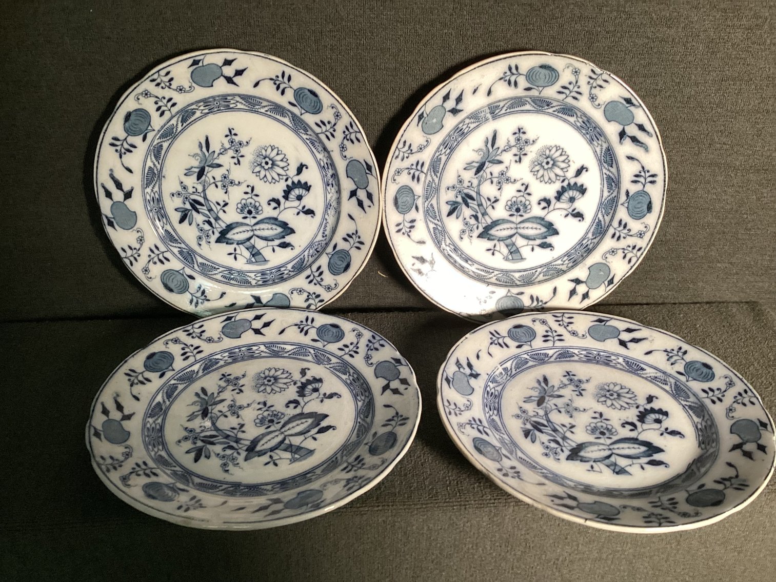 Image for Staffordshire England Blue Onion Plates