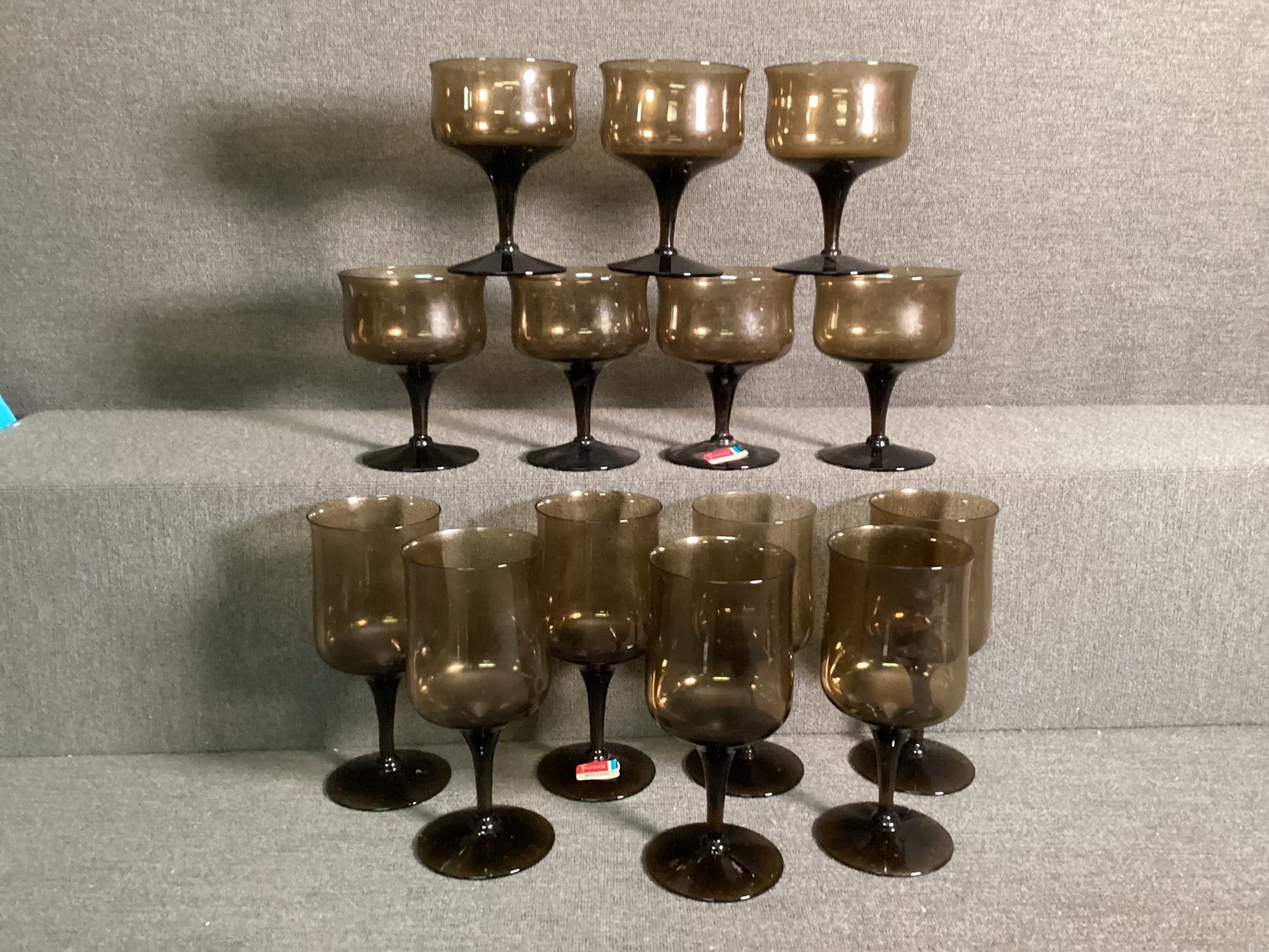 Image for Fostoria Smoke Colored “Biscayne” Stemware - New