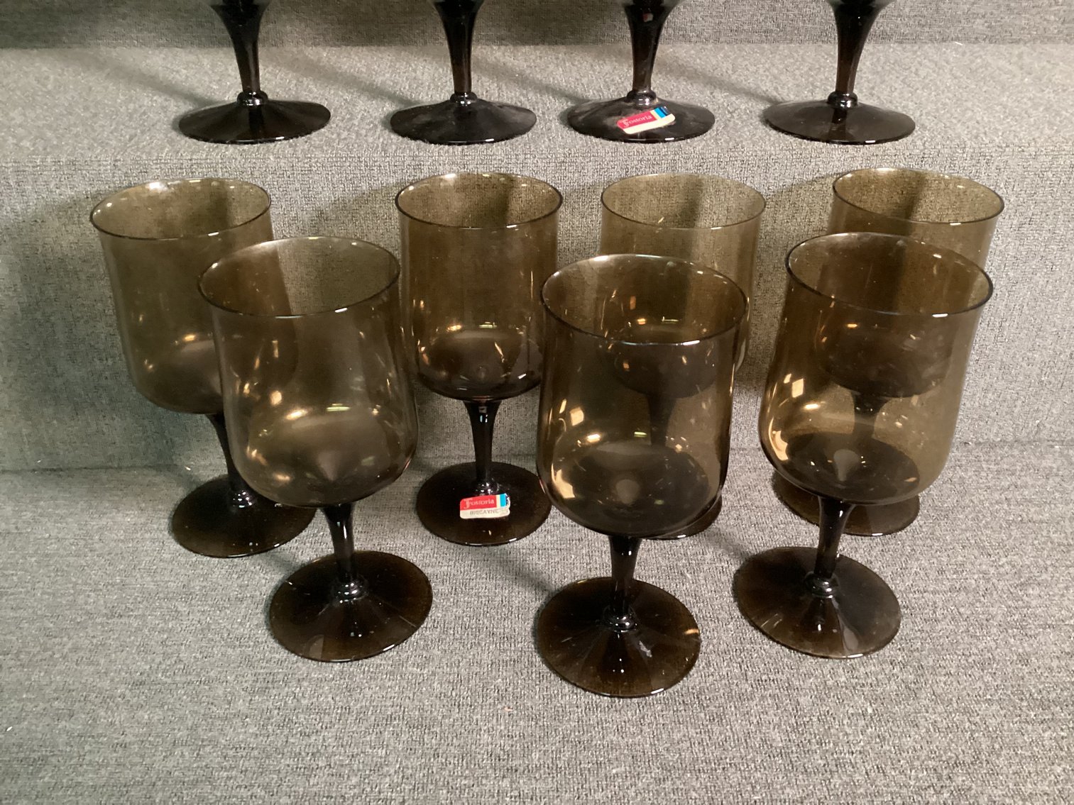 Image for Fostoria Smoke Colored “Biscayne” Stemware - New