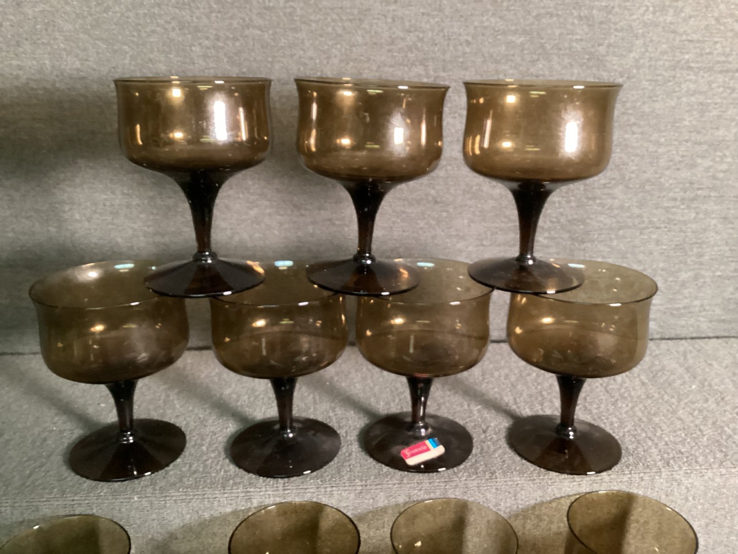 Image for Fostoria Smoke Colored “Biscayne” Stemware - New