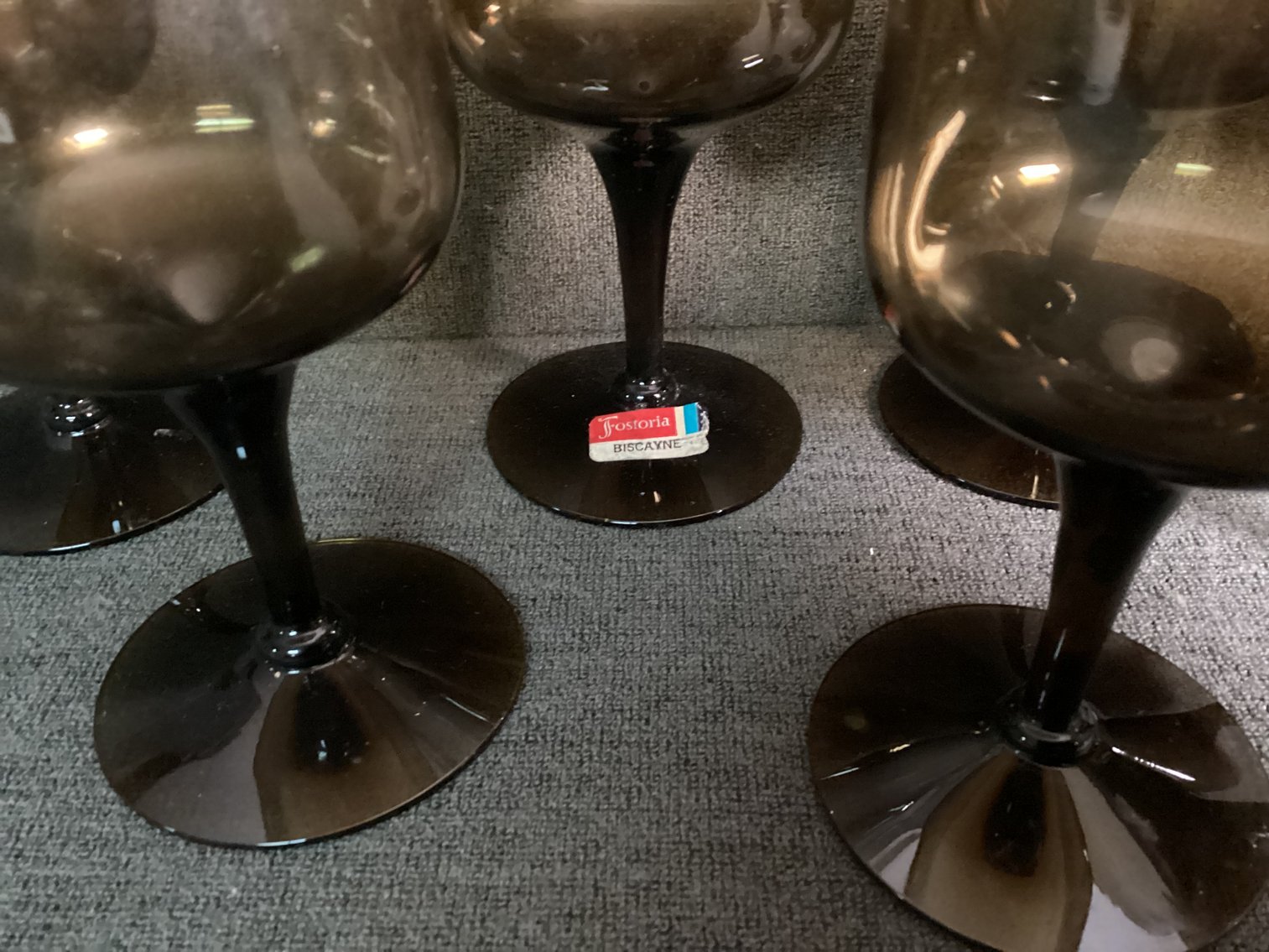 Image for Fostoria Smoke Colored “Biscayne” Stemware - New