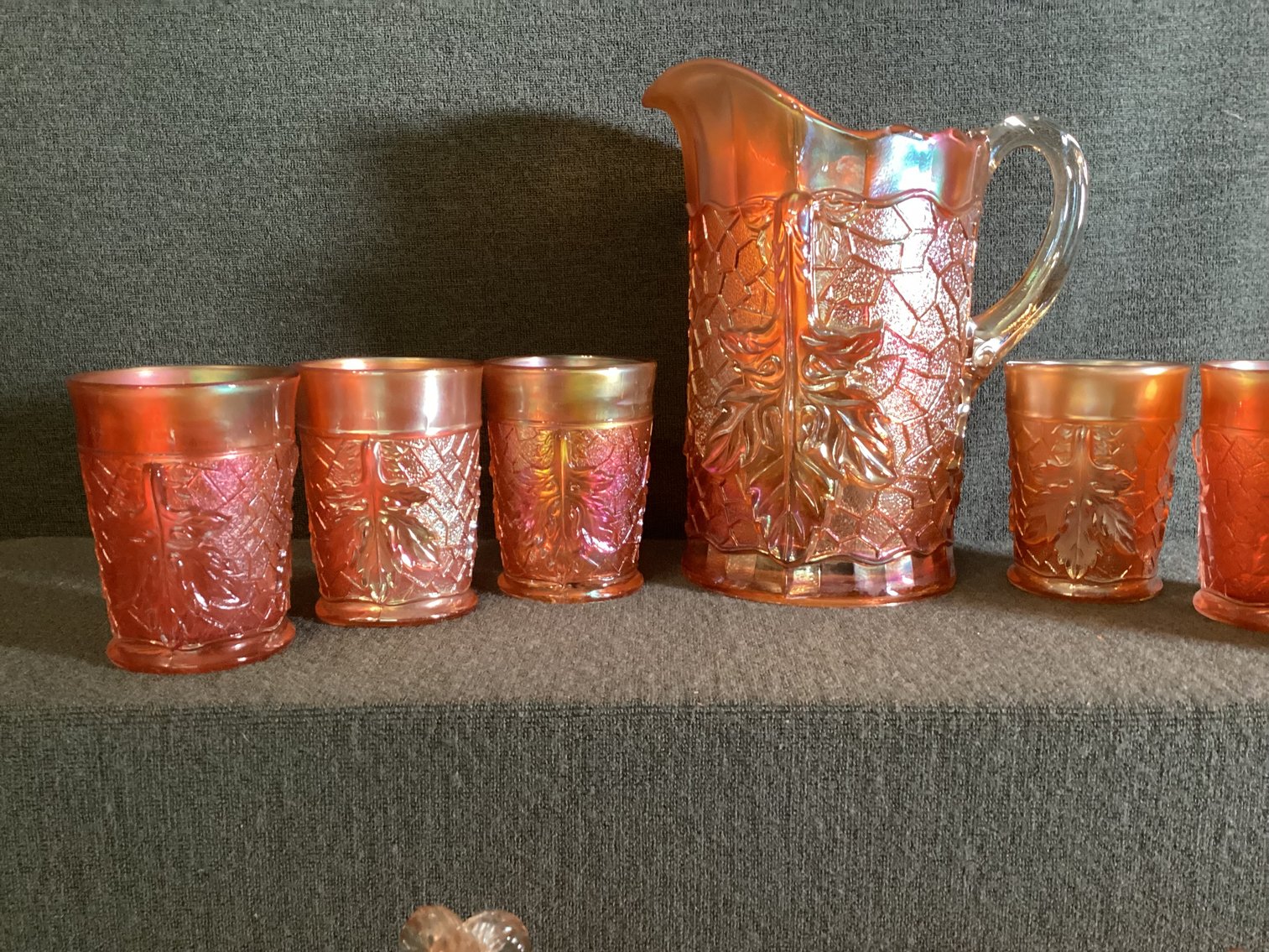 Image for Maple Leaf Carnival Glass Set - Umarked