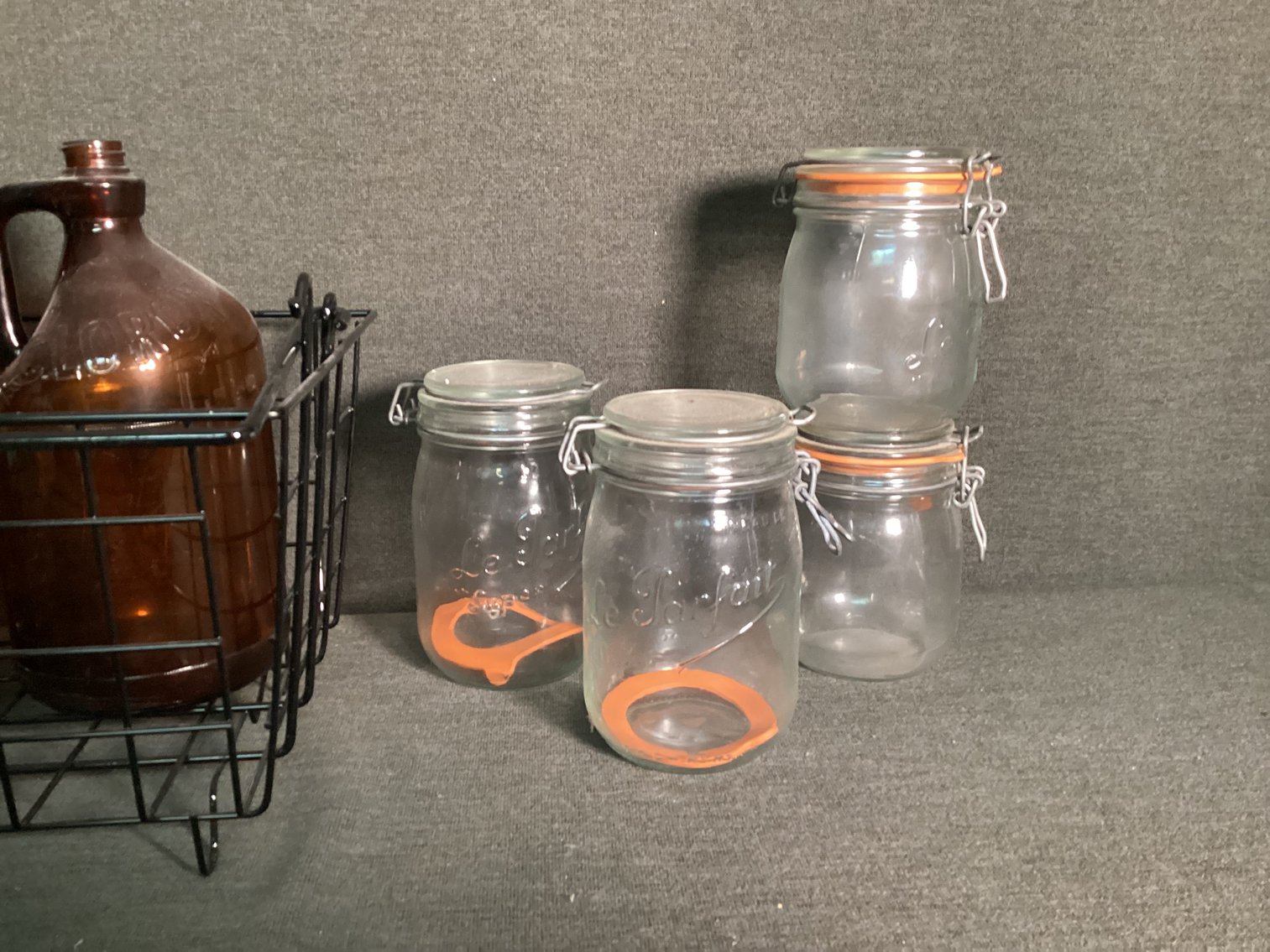 Image for Wire Basket with Vintage Jars
