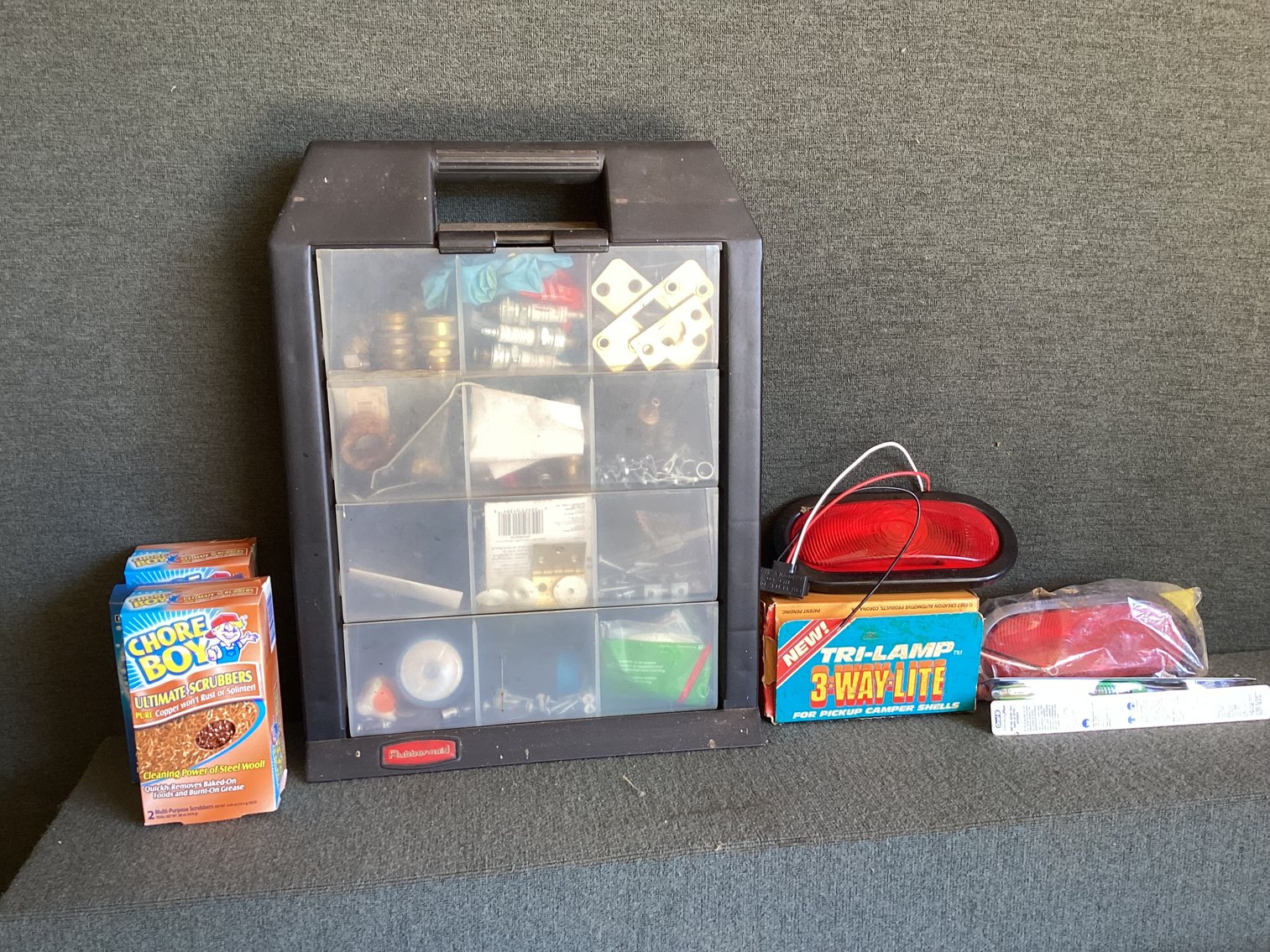 Image for Trailer Lights, Storage Box and Contents, Scrubbers