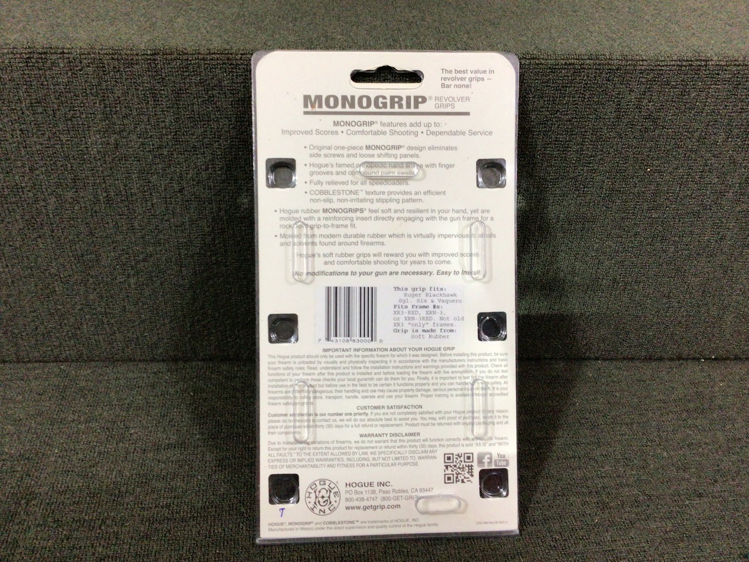 Image for Hogue Revolver Stocks for Ruger (rubber)