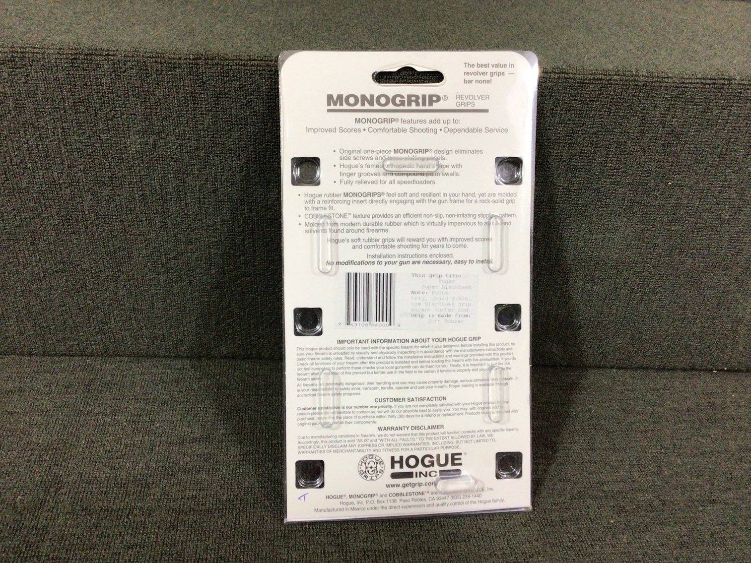 Image for Hogue Revolver Stocks for Ruger (rubber)