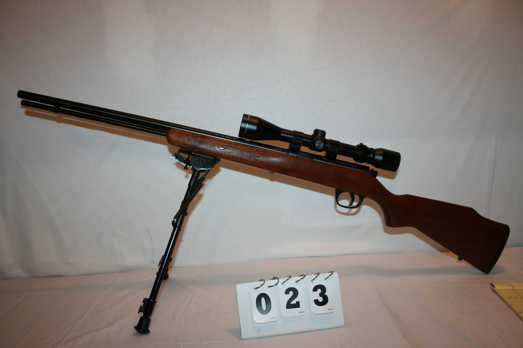 Image for Marlin Model 883 - 22 Cal WMR Only - Bolt Action - Folding Bi-Pod - Simmons 3X9 Model #7711 - Walnut Checkered Stock #10666116