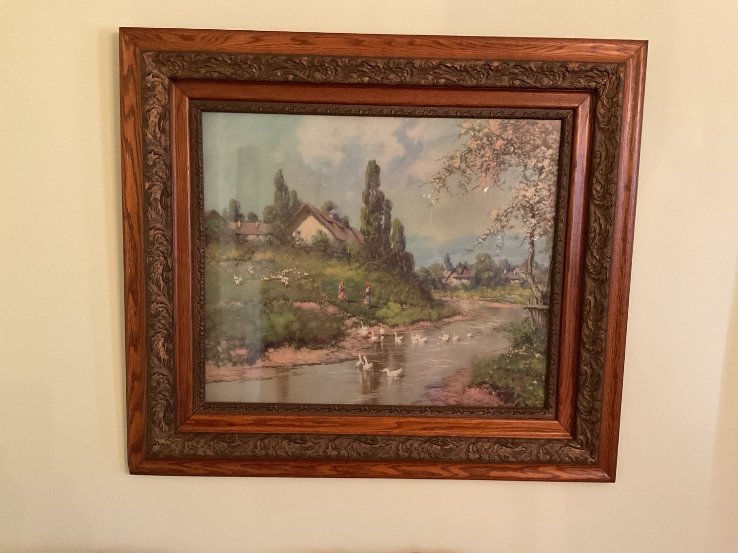 Image for Antique Oak picture frame with print