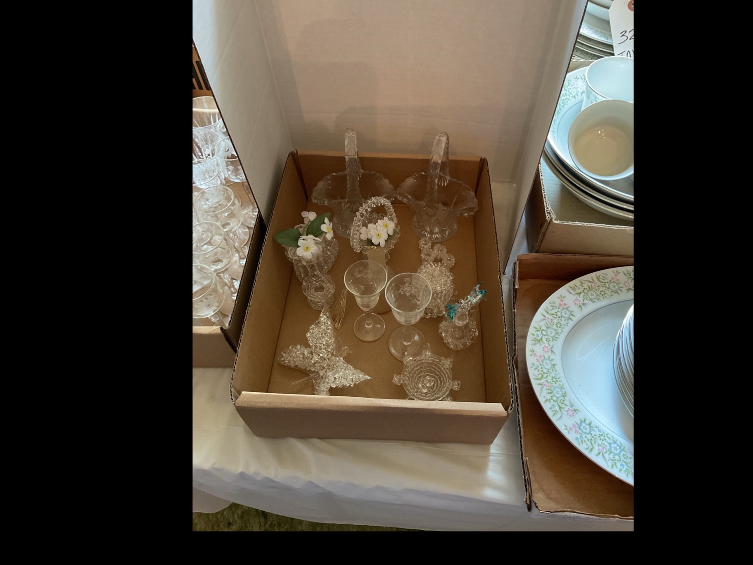 Image for 2 Glass baskets and assorted crystal