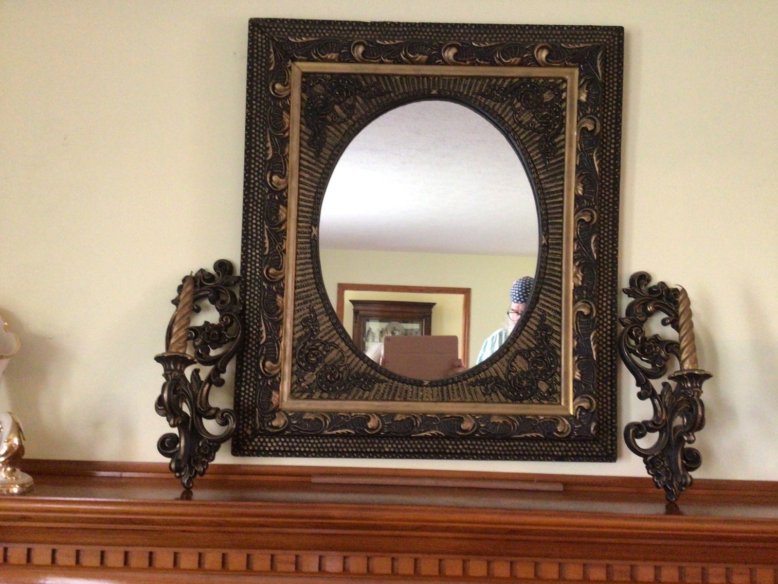 Image for Ornate Frame and mirror and pair of candle holders