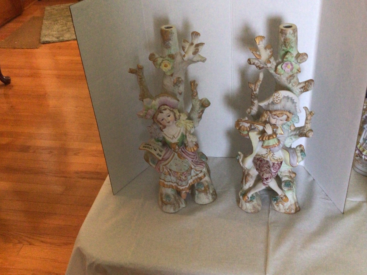 Image for Vintage 12 “ bisque candle holders