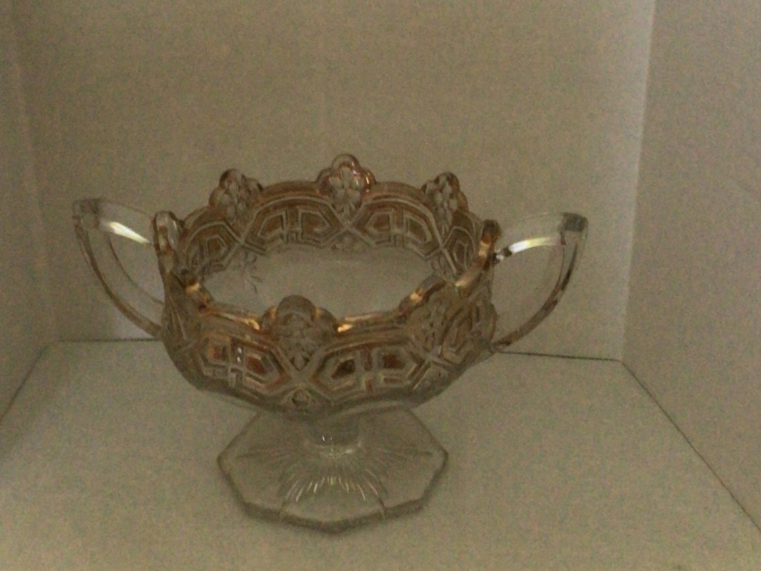 Image for Early pressed glass two-handled dish