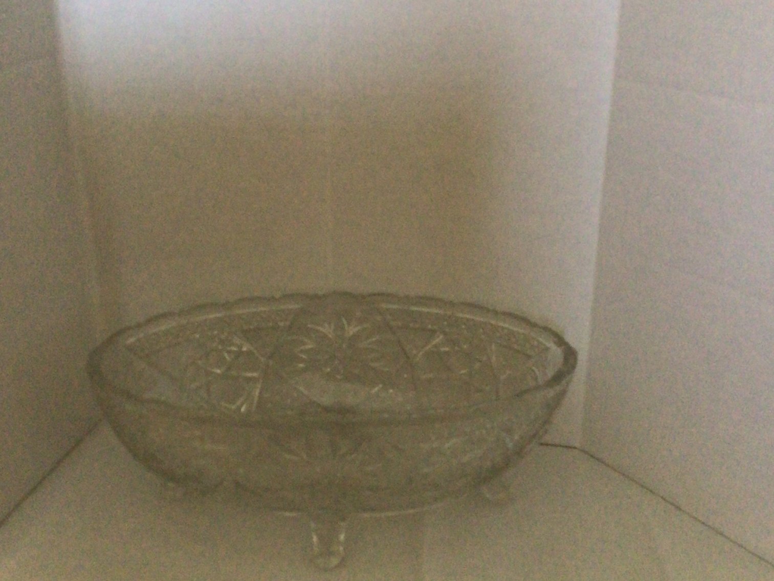 Image for Early 9” pressed glass footed serving bowl