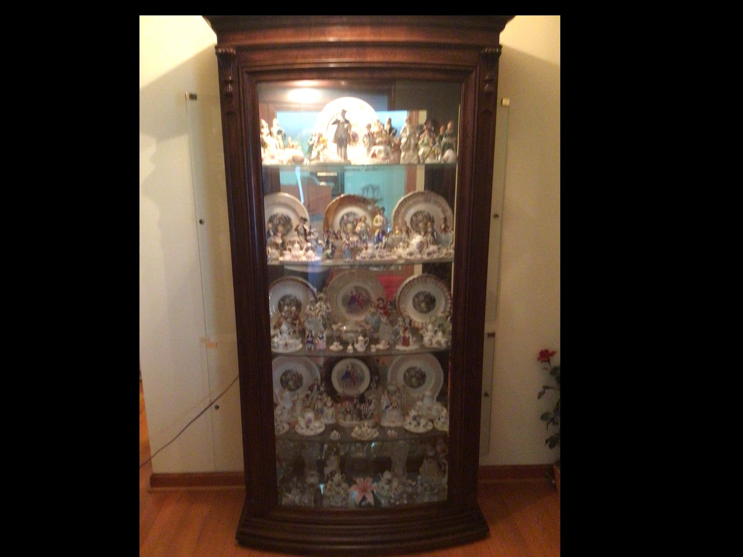 Image for 80” H x 15” D x 30” W Oak Curio Cabinet ( Lighted ) Beautiful & Well Made