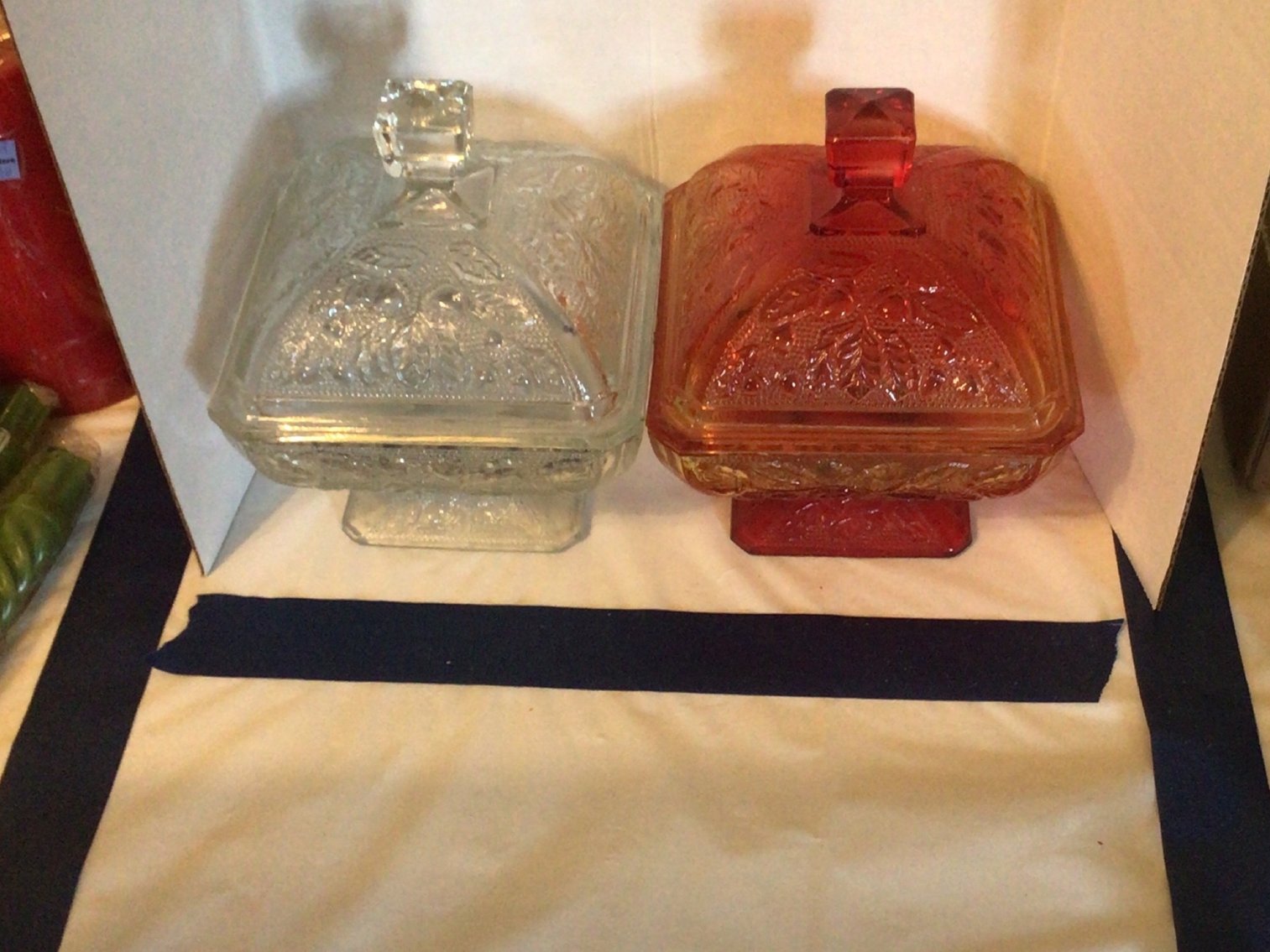 Image for Jeannette Glass Acorn & Leaves Footed Candy dish