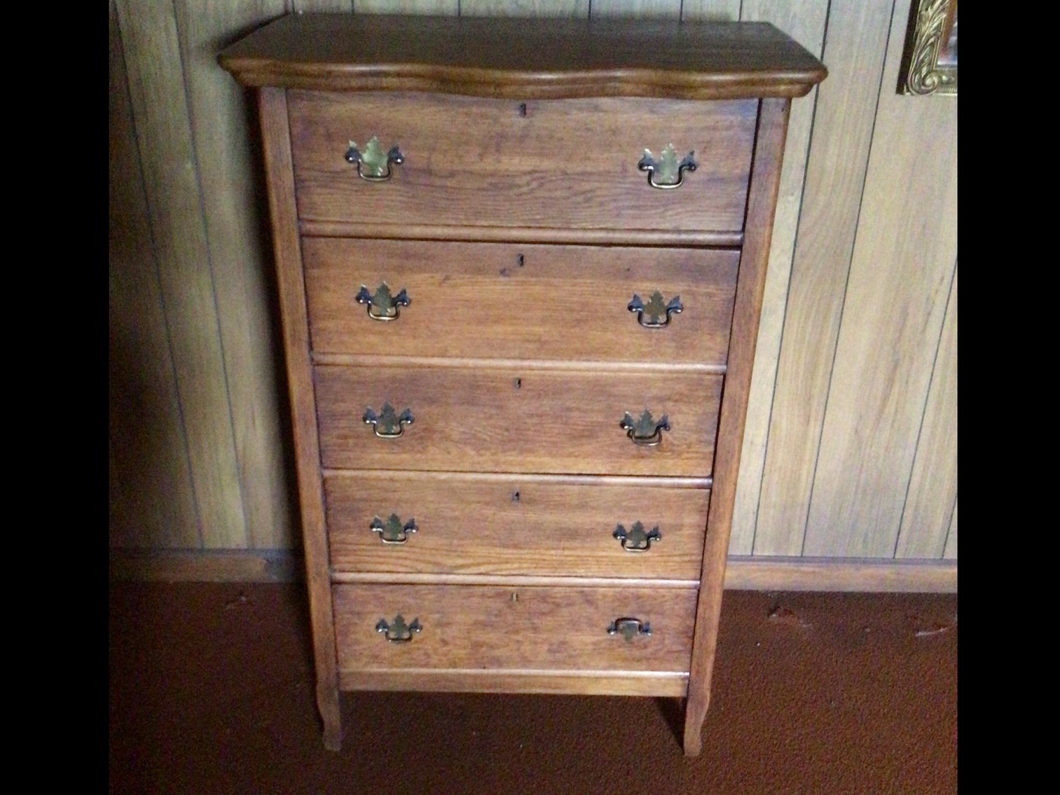 Image for 5 drawer antique oak chest of drawers