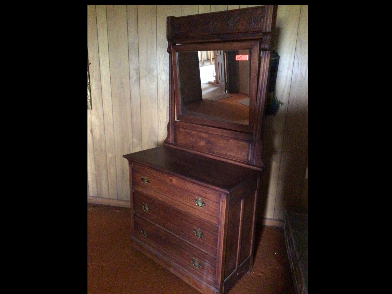 Image for 3 drawer oak dresser spoon carved ( nice antique )