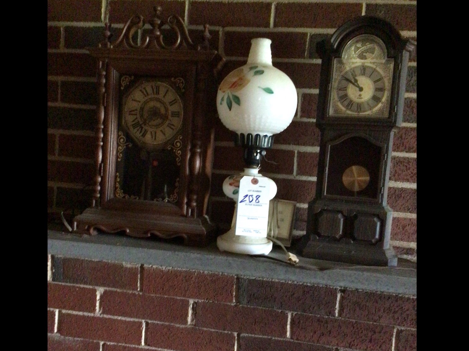 Image for 2 clocks & milk glass lamp