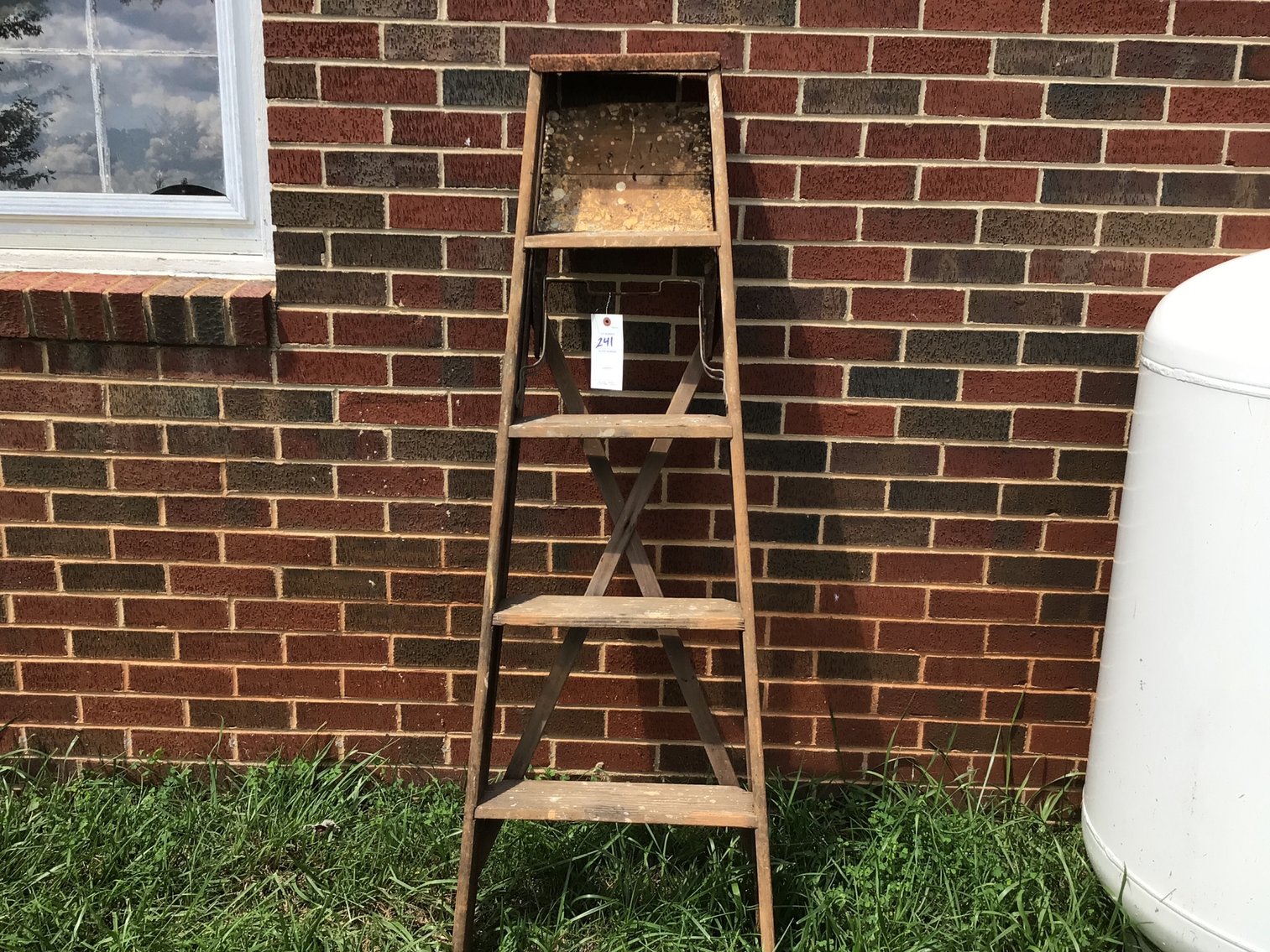 Image for Antique wooden step ladder and extension ladder