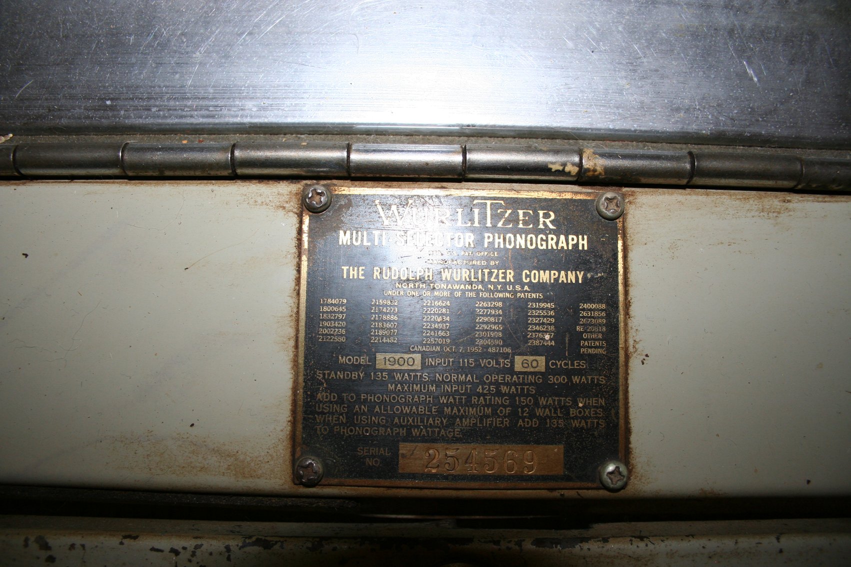 Image for Wurlitzer Model 1900 (All Original) Serial No 254569