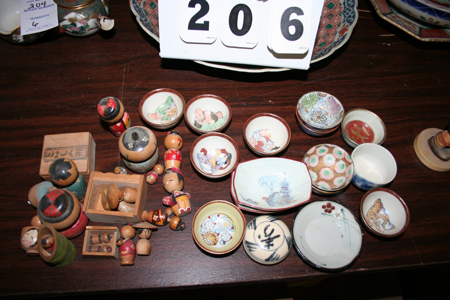 Image for Vintage Sake Cups - Wood Figurines
