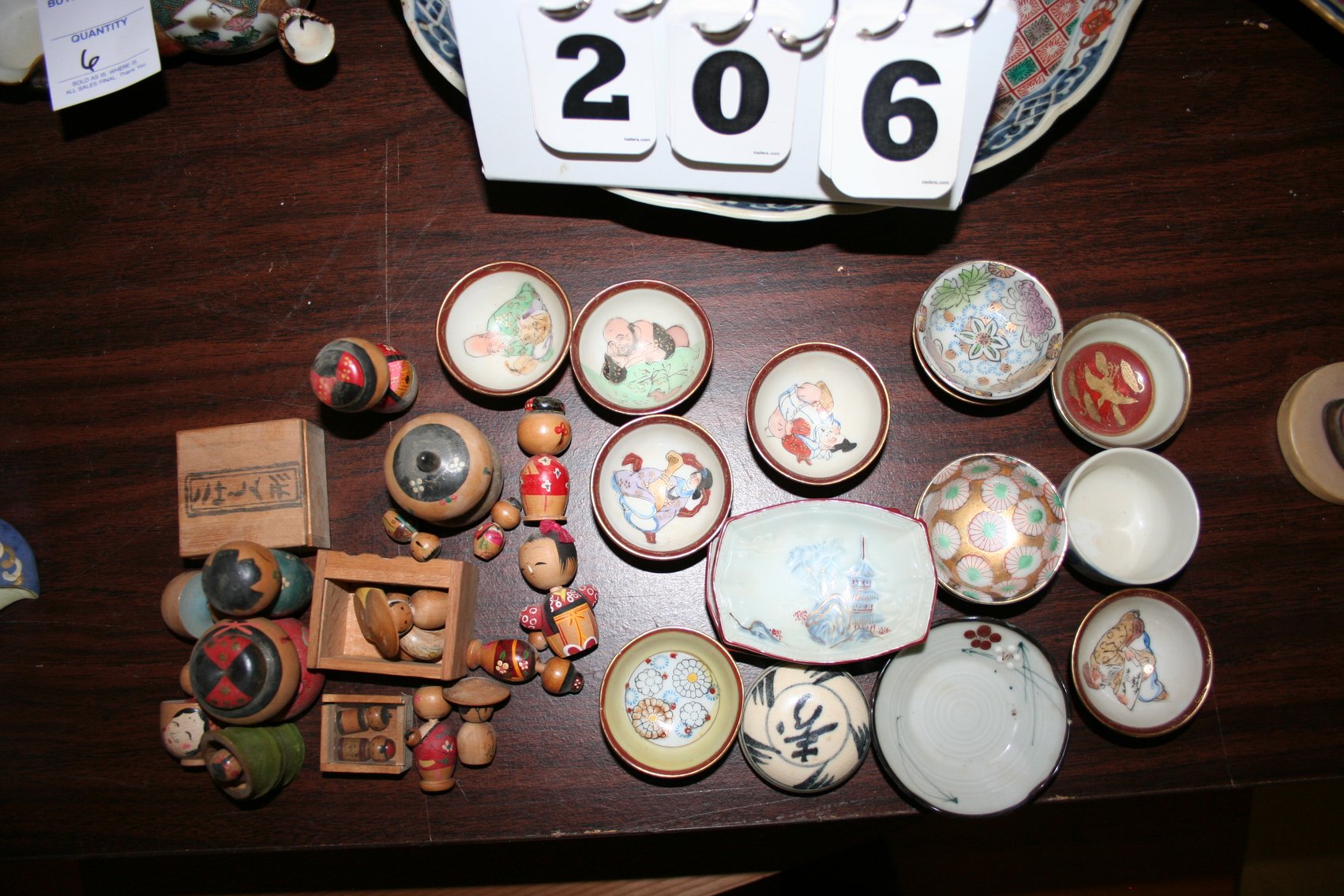 Image for Vintage Sake Cups - Wood Figurines