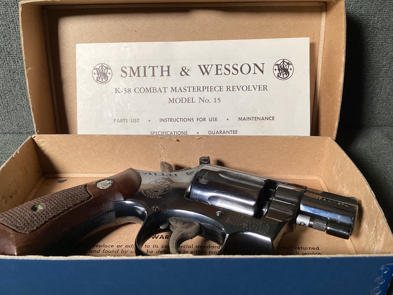 Image for Smith & Wesson Model 15-2, The K-38 Combat Masterpiece in box.