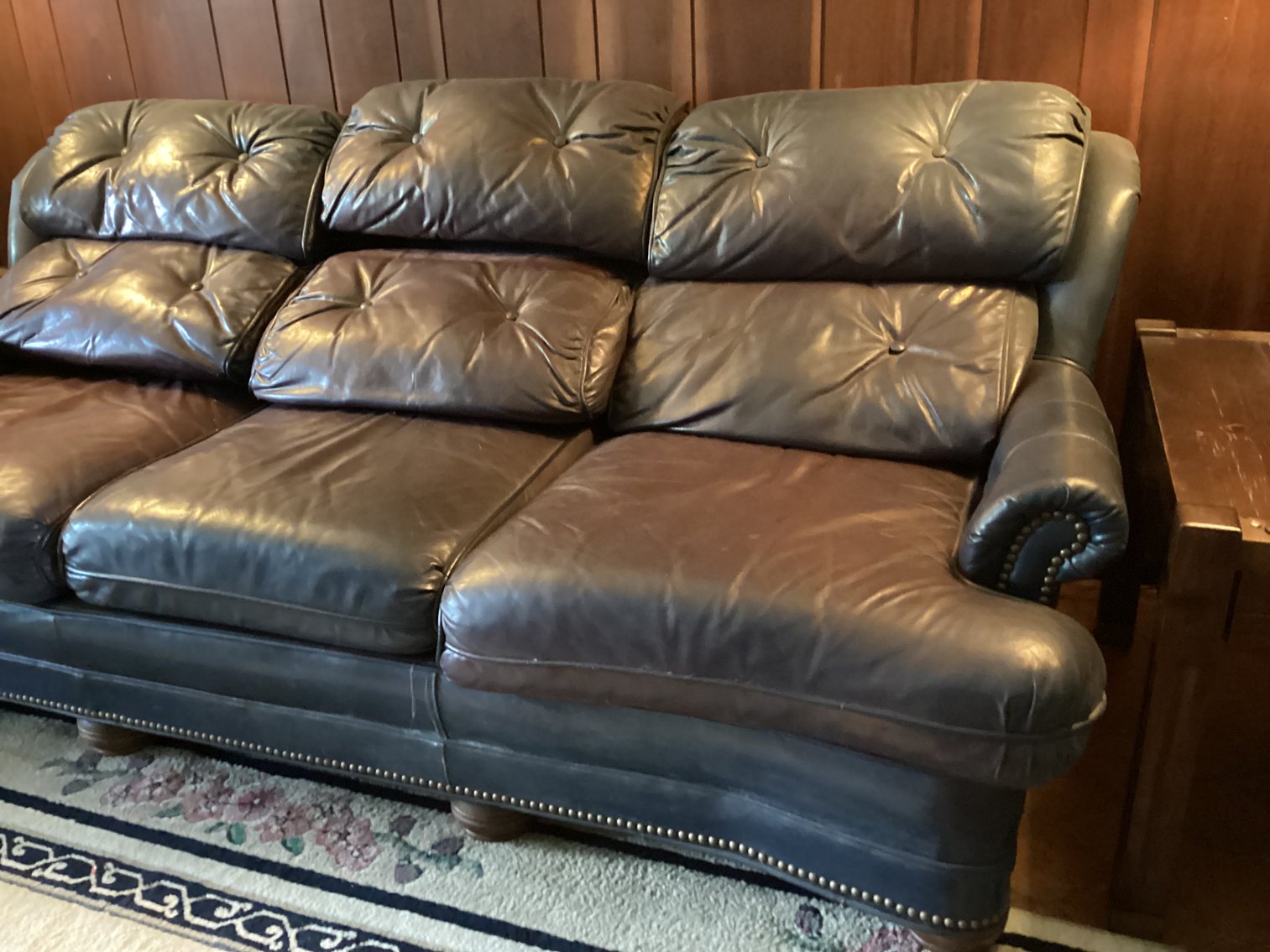 Image for Navy Leather Sofa