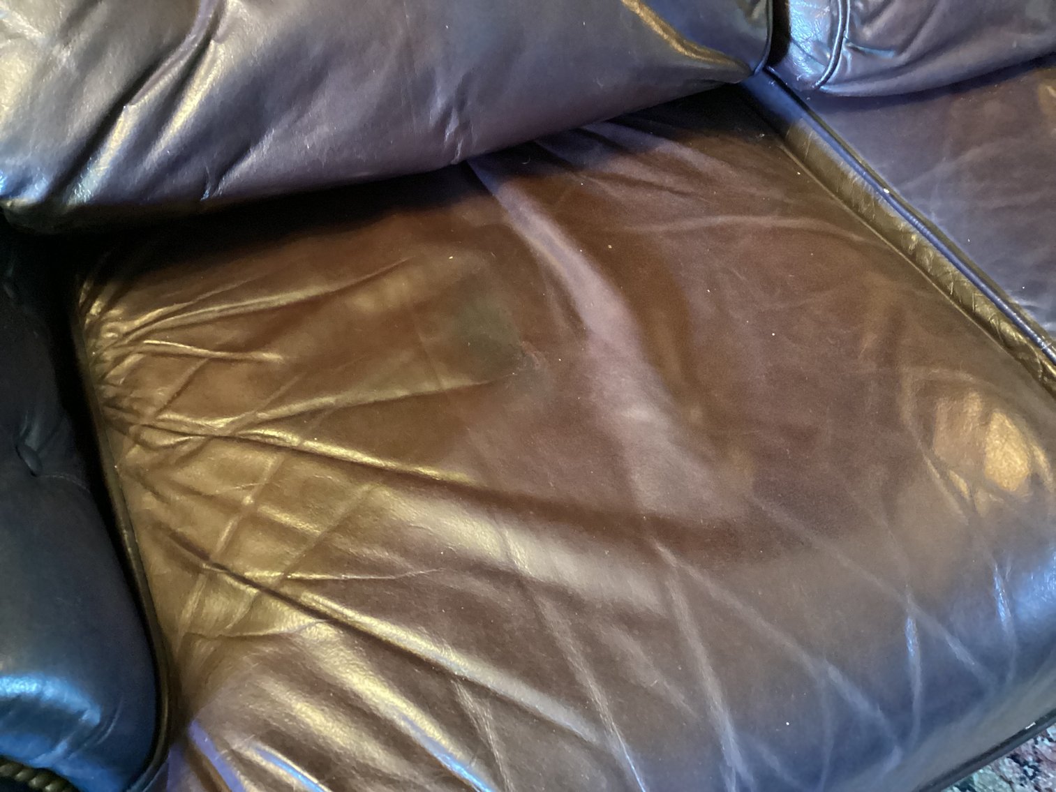 Image for Navy Leather Sofa