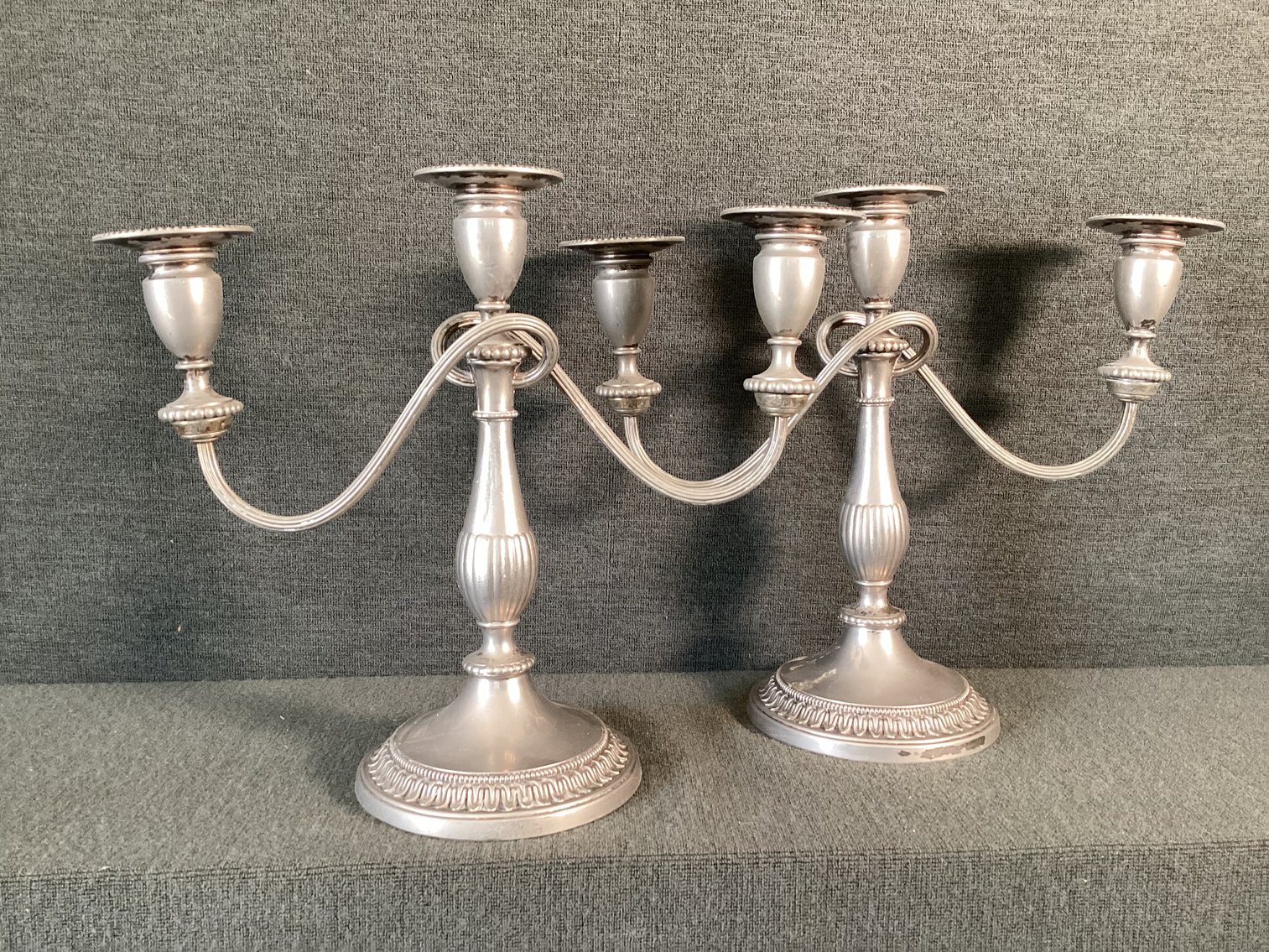Image for Unmarked White Metal Candelabra Set