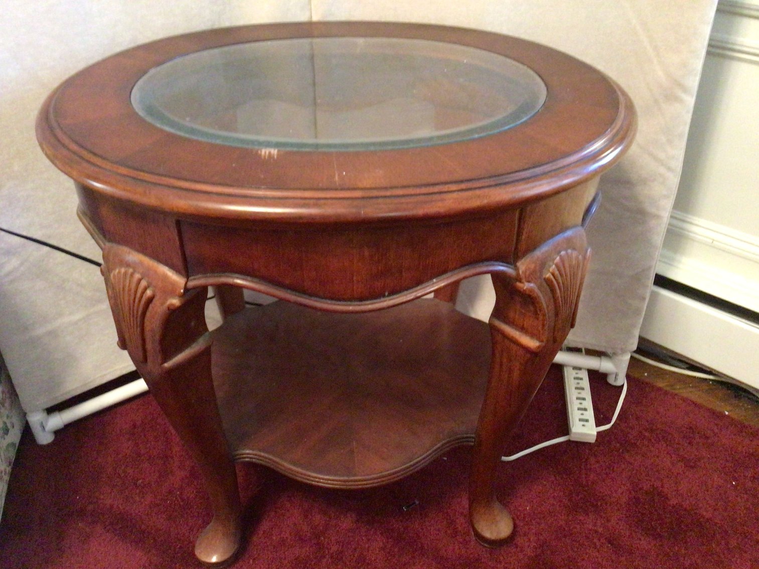 Image for Oval End Table with Glass Top