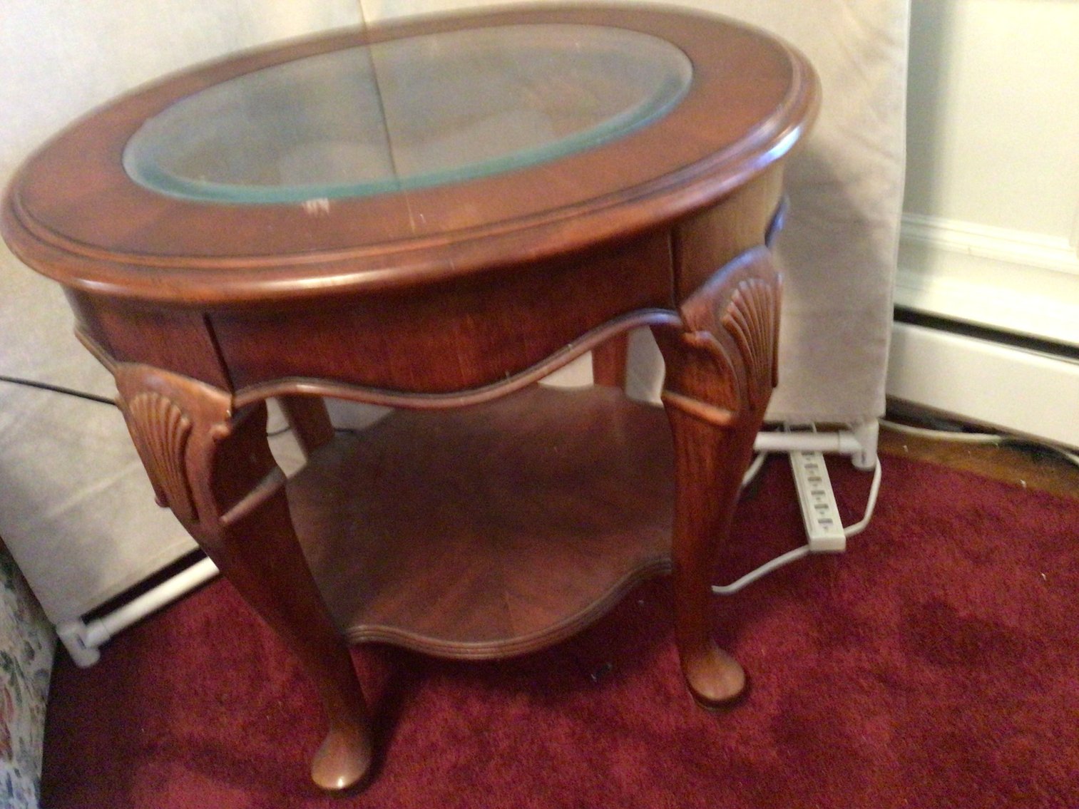 Image for Oval End Table with Glass Top