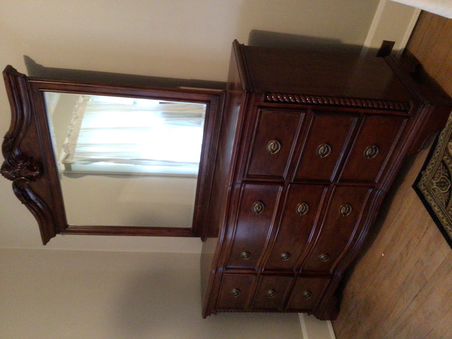 Image for Wooden Dresser with Beveled Mirror