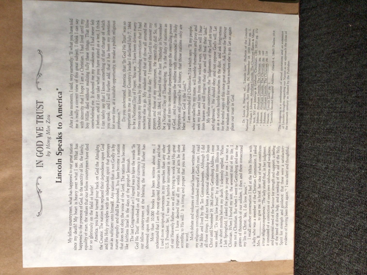 Image for Lincoln Speaks to America - Print