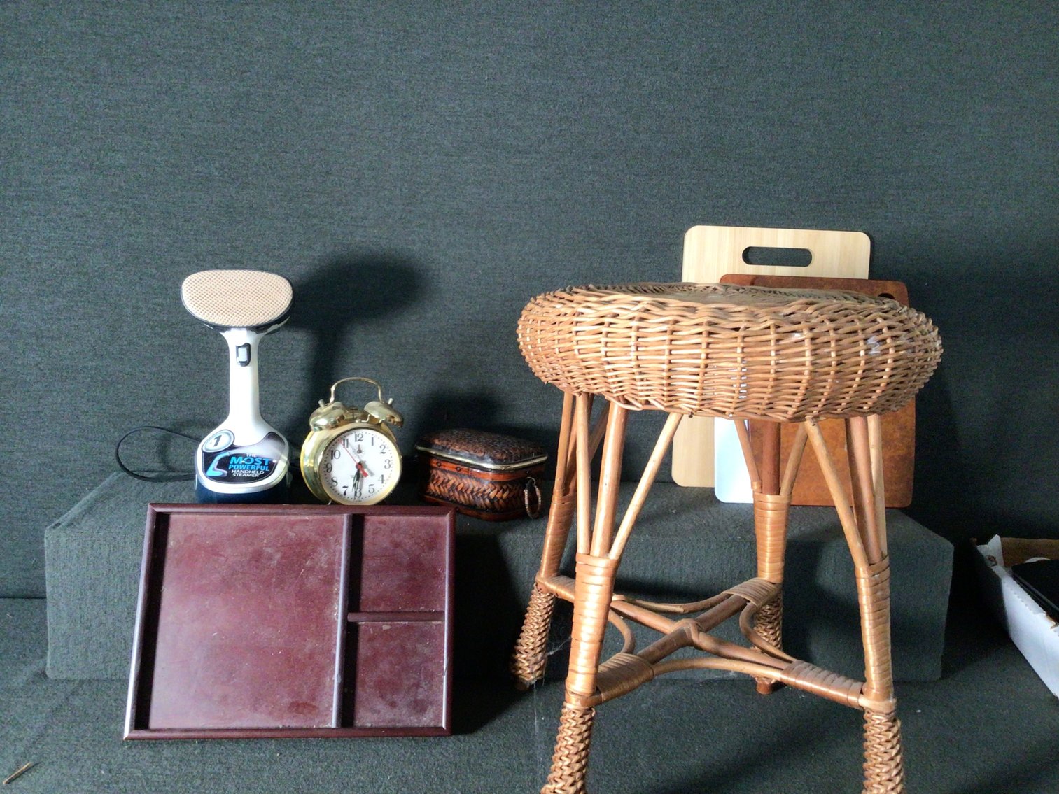 Image for Stool, steamer, alarm clock, desk organizer