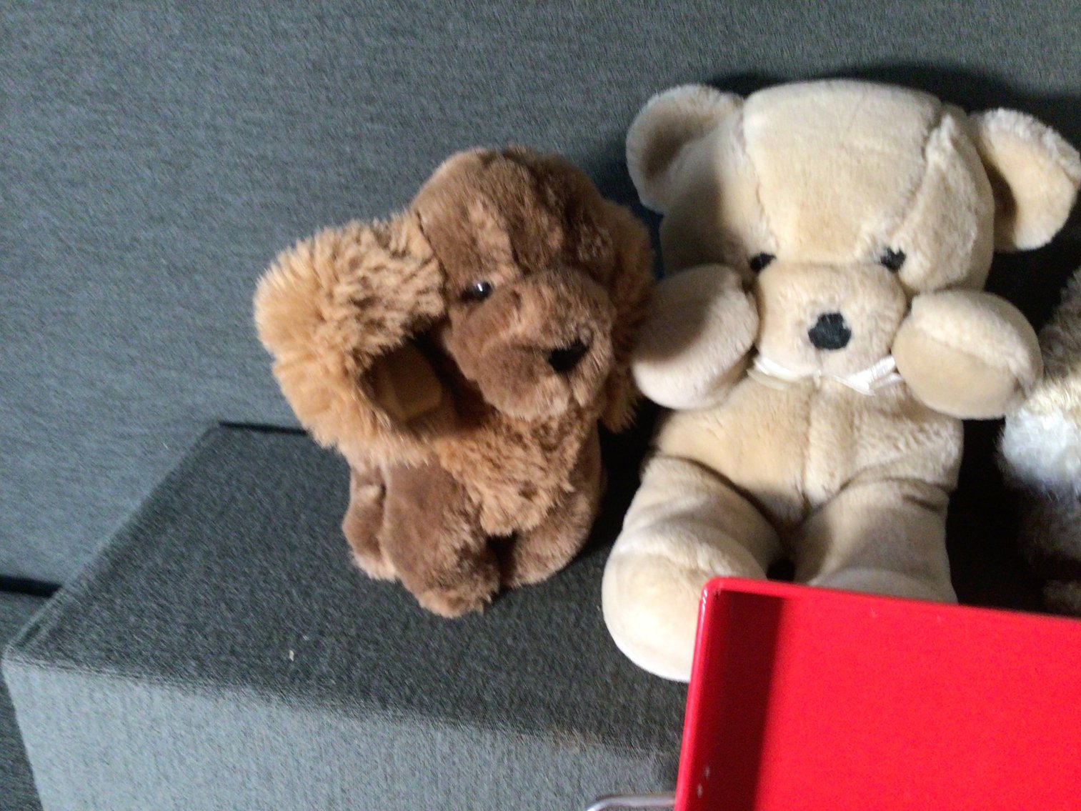 Image for Stuffed animals, red metal tray
