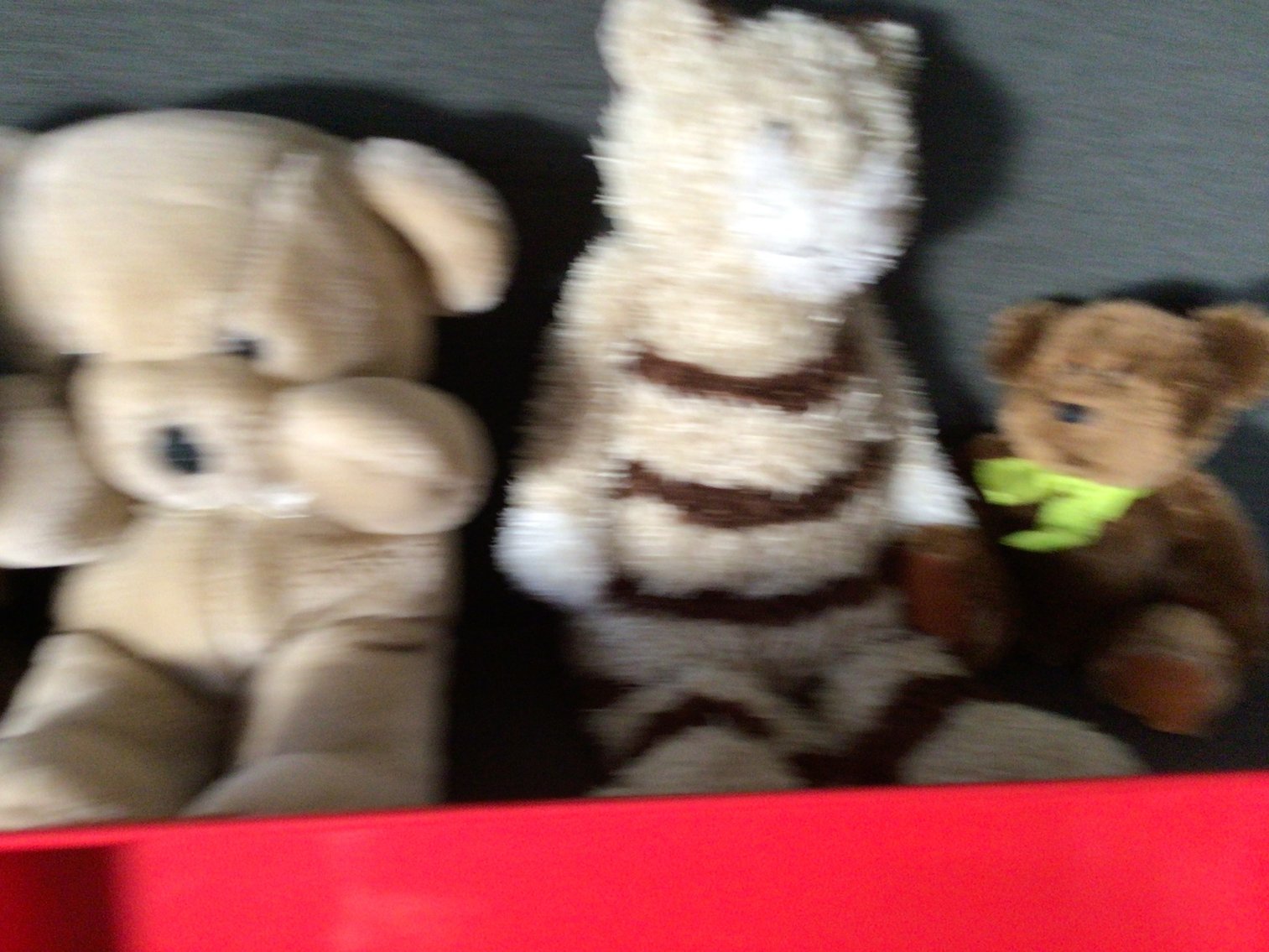 Image for Stuffed animals, red metal tray