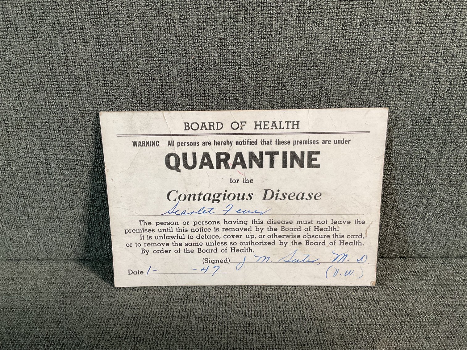 Image for Quarantine Placard - Scarlet Fever