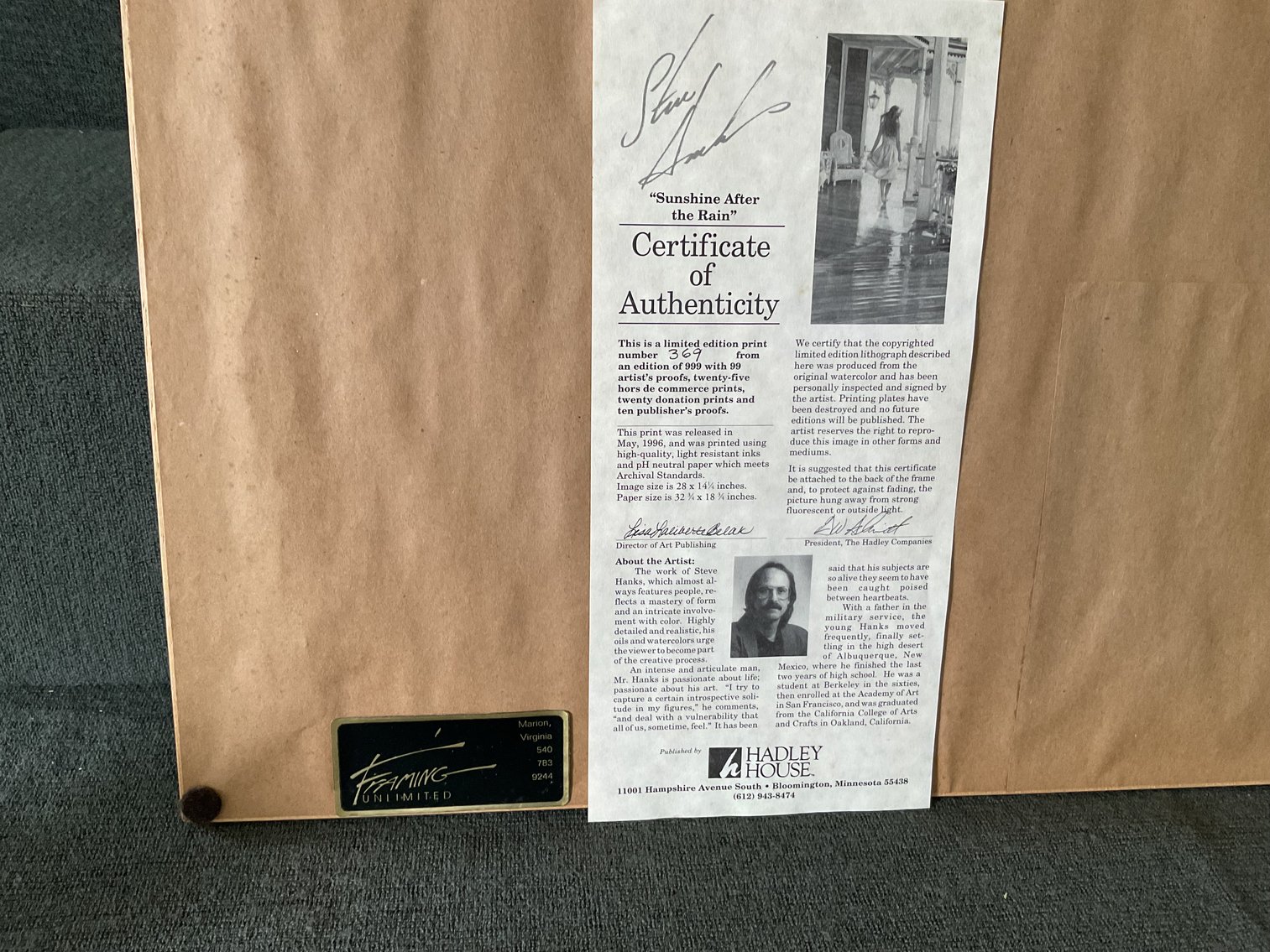 Image for Steve Hanks Professionally Framed Framed Print