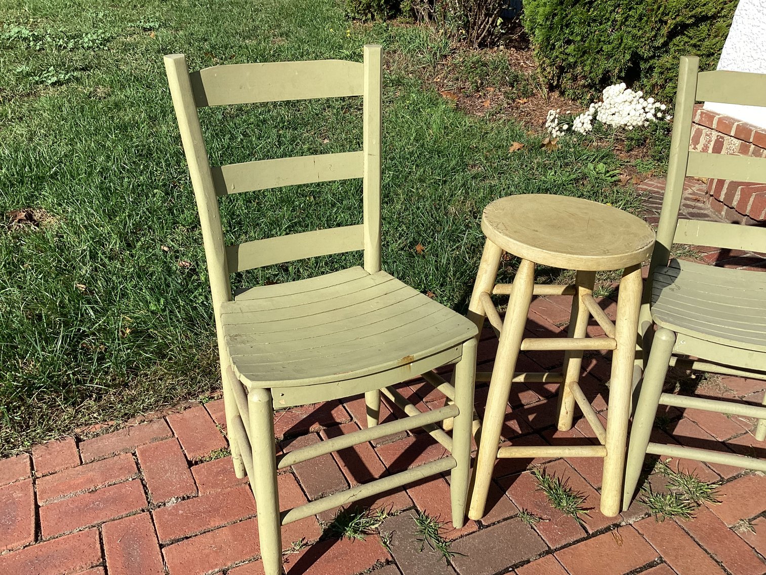 Image for Pair of Ladderback Chairs and Stool