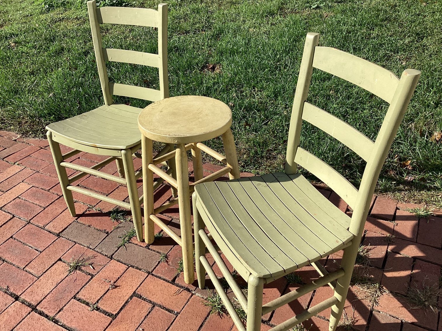 Image for Pair of Ladderback Chairs and Stool