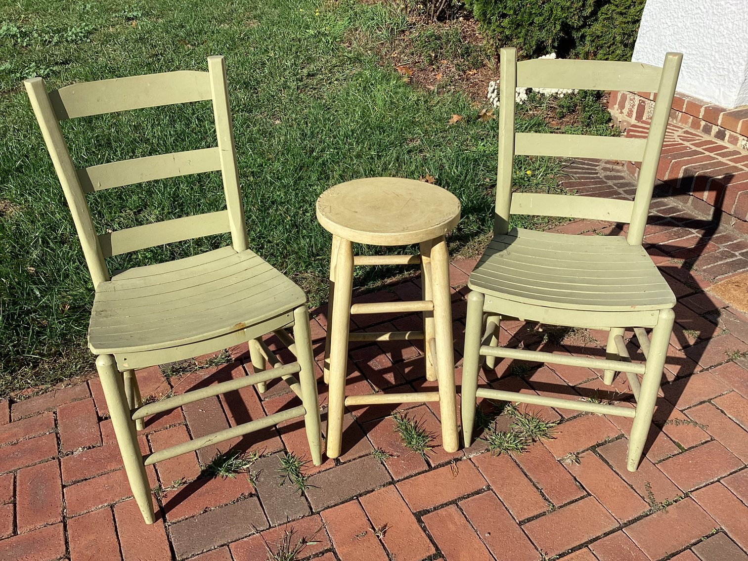 Image for Pair of Ladderback Chairs and Stool