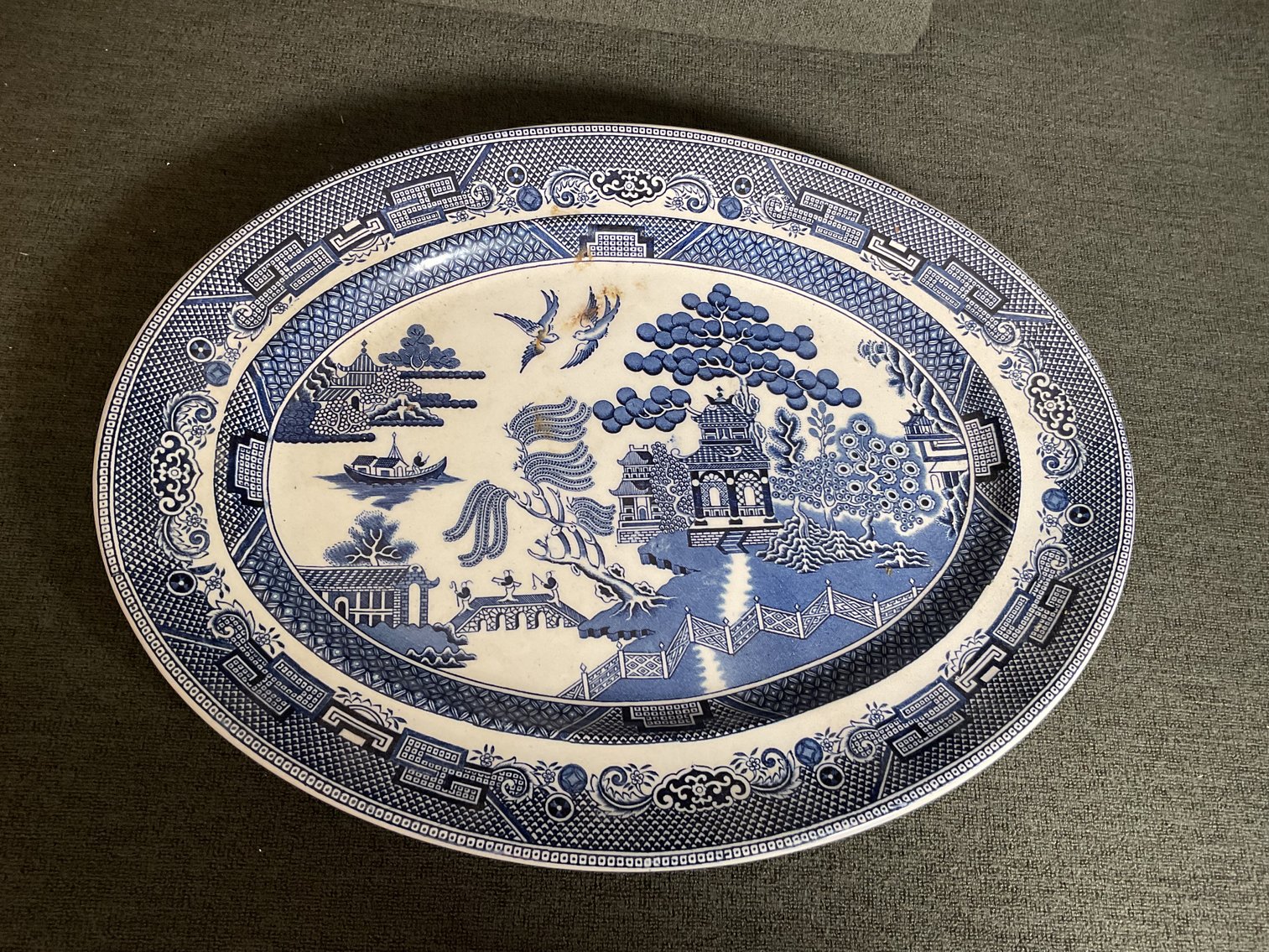 Image for Blue Willow Platter and English Tea Pot