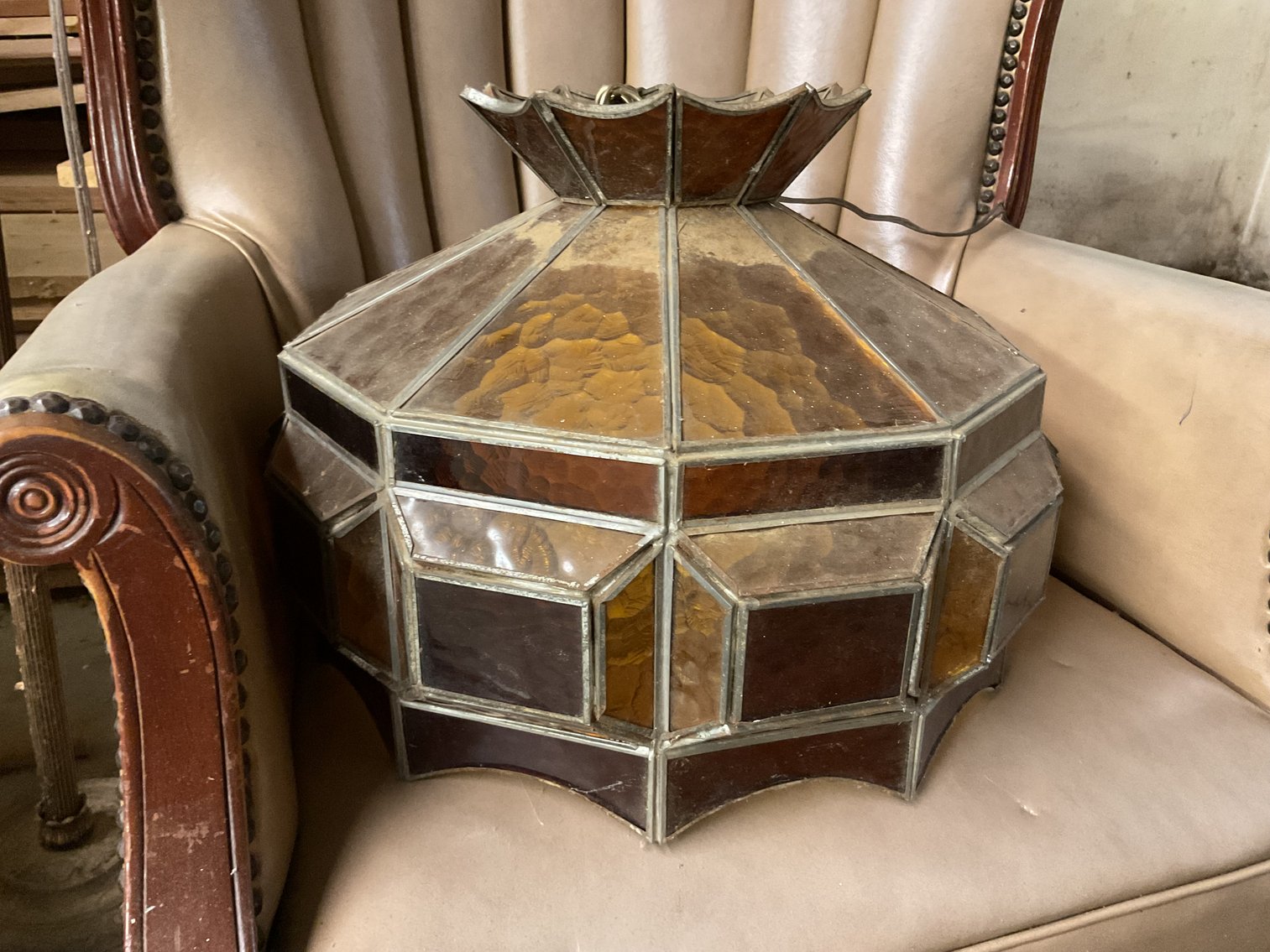 Image for Faux Leather Chair, Stined glass lamp and more