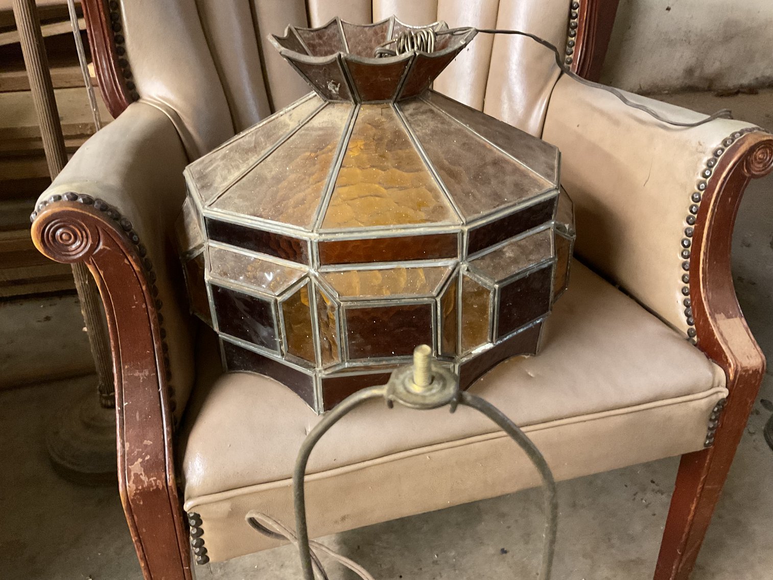 Image for Faux Leather Chair, Stined glass lamp and more