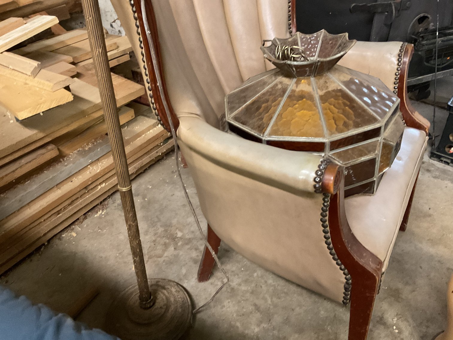 Image for Faux Leather Chair, Stined glass lamp and more