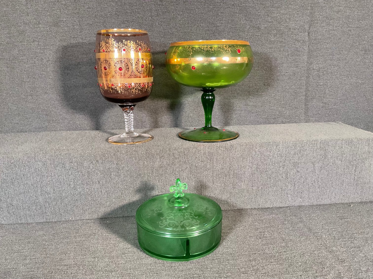 Image for Footed Dish and Bohemian Gold Decorative Glassware