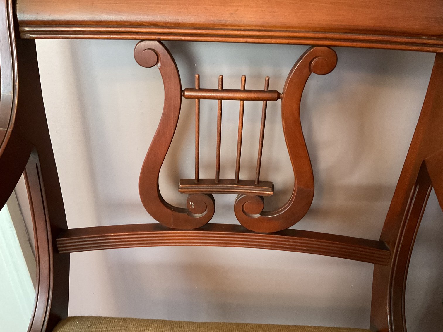 Image for Pair of Saber Leg Lyre Back Arm Chairs